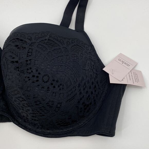 NWT AUDEN Black Lightly Lined Balconette Coverage Underwire Bra 44DDD 44F - Picture 3 of 7